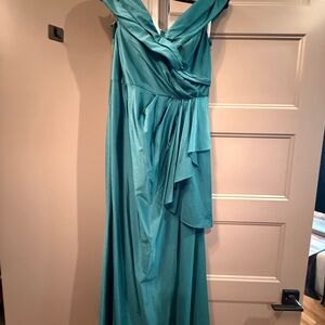 Oleg Cassini One Shoulder Teal Dress